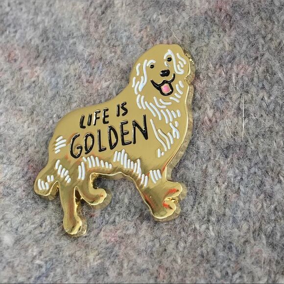 GOLDEN LAB LIFE IS GOLDEN Pin Badge Brooch NEW! 882 - Picture 3 of 4